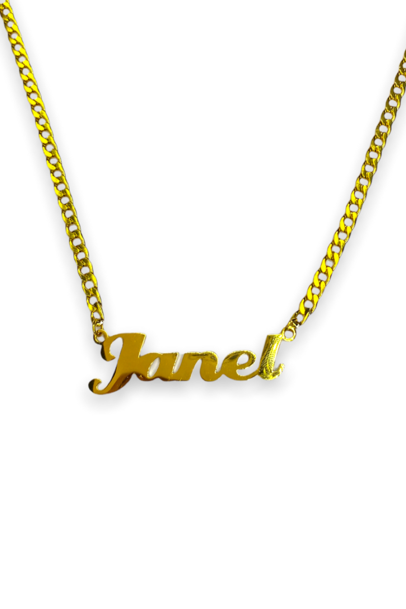 Cursive Name Necklace Cuban Link