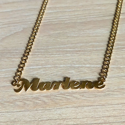 Cursive Name Necklace Cuban Link