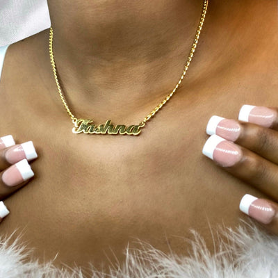 Cursive Name Necklace Cuban Link